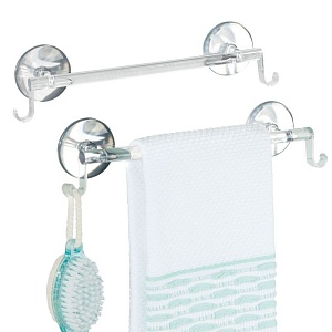 InterDesign / Держатель для полотенца с крючками аффикс самокл.прозрачный пластик 28.5х4.5х6.5 см (100099)