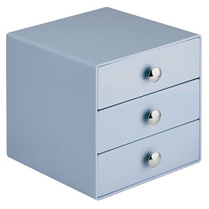 InterDesign / Большой цветной органайзер с 3 выдвижными ящиками голубой (100036)