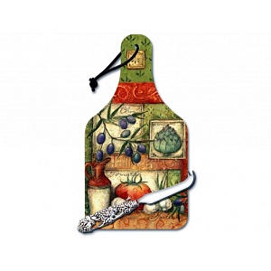 Conimar / Доска разделочная биг чиз "Коллаж" 36х19 см с ножом (100193)