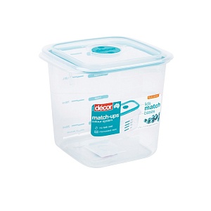 DECOR / Контейнер пищевой PREMIUM MATCH UPS REALSEAL с клапаном квадратный бирюзовый 1.75л (101069)