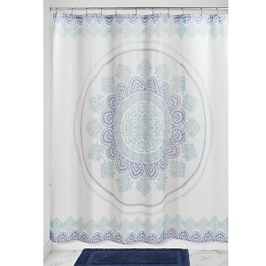 InterDesign / Штора для ванной эзра медальон бело/серо/голуб полиэстр 183х183 см (100174)