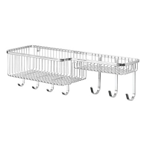 InterDesign / Органайзер настенный York Lyra с корзиной и крючками стальной (101254)