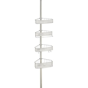 InterDesign / Полка дождь угловая 4-х ярус. телескоп. 28х20х3 см серебристый металл (100158)