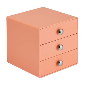 InterDesign / Большой цветной органайзер с 3 выдвижными ящиками Коралловый (100031)