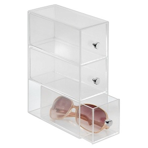 InterDesign / Узкий органайзер с 3 выдвижными ящиками Clarity (100042)