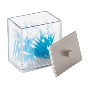 InterDesign / Контейнер для ватных дисков и палочек Clarity матовый хром (100662)