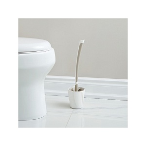 BETTER LIVING / Щетка-скребок силиконовая для туалета с подставкой LOOEEGEE белый/черный (101016)