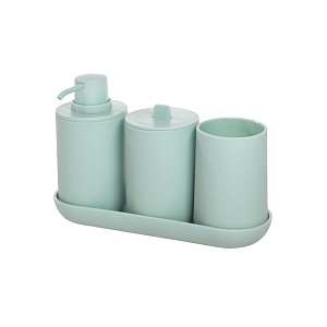 InterDesign / Набор аксессуаров для ванной комнаты Soft Aqua 4 предмета пластик морская волна (100818)