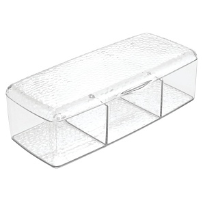 InterDesign / Органайзер с тремя отсеками для хранения ватных шариков,дисков,палочек \"Rain\" (100635)