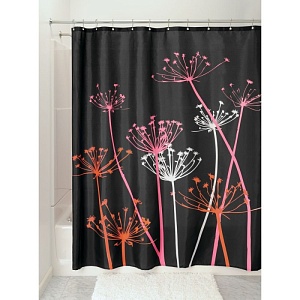 InterDesign / Штора для ванной репейник черно-розовый полиэстер 183х183 см (100171)