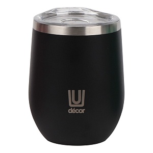 DECOR / Термокружка WINE&COFFEE нержавеющая сталь, вакуумная изоляция 350мл, черный (101182)