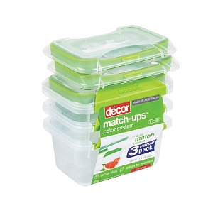 DECOR / Набор контейнеров пищевых PREMIUM MATCH-UPS CLIPS 350мл 3шт (101058)