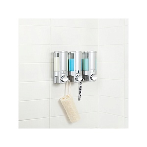 BETTER LIVING / Диспенсер для жидкого мыла, геля, шампуня, кондиционера AVIVA трехкамерный 325мл сатин серебристый (100995)