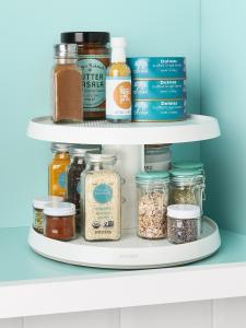 Подставка Crazy Susan 2-х уровневая регулируемая по высоте вращающаяся 26.7х26.7х17.5-22.6см (101520)