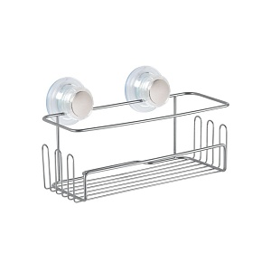 InterDesign / Полка для ванной комнаты Turn-N-Lock на присосках стальная (100833)