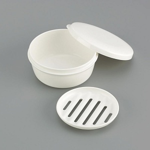 Inomata / Мыльница дорожная круг. БЕЛЫЙ (100472)