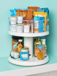 Подставка Crazy Susan 2-х уровневая вращающаяся со съмными ящиками регулируемая по высоте 26.7х26.7х25.4-30.5см (101522)