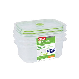 DECOR / Набор контейнеров пищевых PREMIUM MATCH UPS REALSEAL с клапаном 2л 3шт (101073)