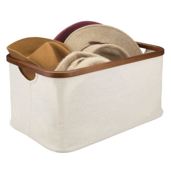 InterDesign / Текстильная корзина-органайзер  Interdesign слоновая кость/коричневый M (100739)