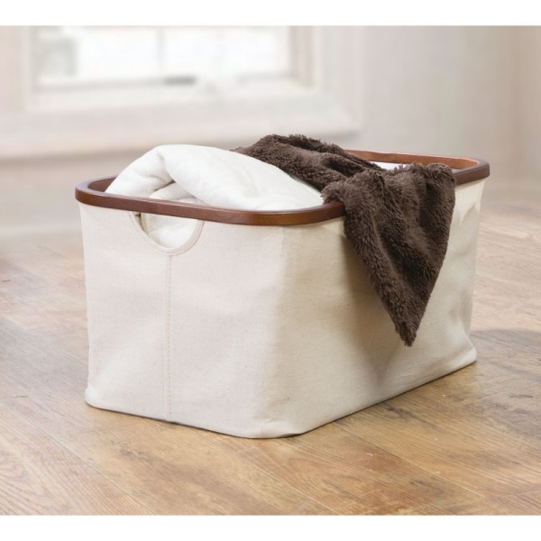 InterDesign / Текстильная корзина-органайзер Interdesign слоновая кость/коричневый L (100741)