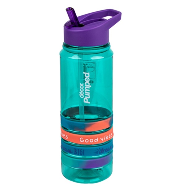DECOR / Бутылка для воды PUMPED BANDS тритан 750мл, морская волна (101126)