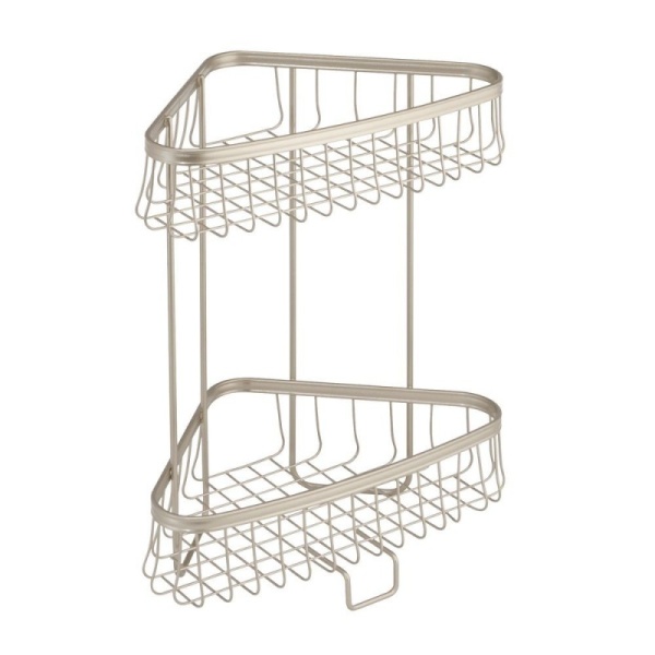 InterDesign / Полка лира угловая напольная двойная 29х19х37 см хром сатин (100159)