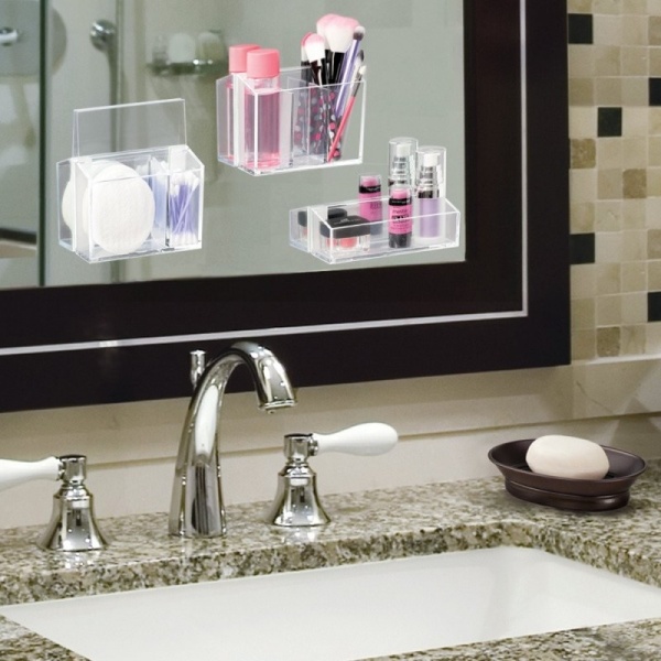 InterDesign / Органайзер-полочка для хранения с 2-мя отсеками и крышкой клеящейся на стену (100643)