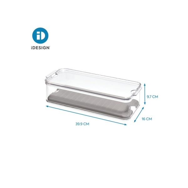 InterDesign / Контейнер CRISP для холодильника с крышкой и дренажной вставкой 40х16х9.5см (101293)