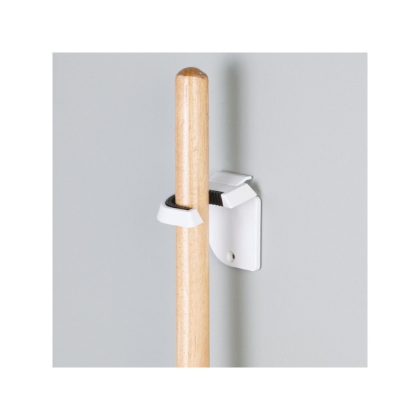 InterDesign / Держатель для швабры самоклеющийся настенный белый пластиковый (101209)