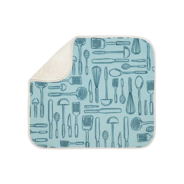 InterDesign / Коврик для сушки посуды iDry микрофибра голубой 45х40см (100888)