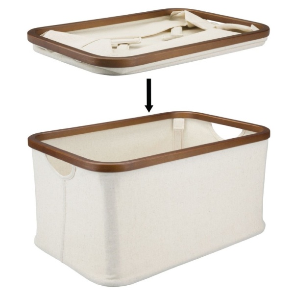 InterDesign / Текстильная корзина-органайзер  Interdesign слоновая кость/коричневый M (100739)