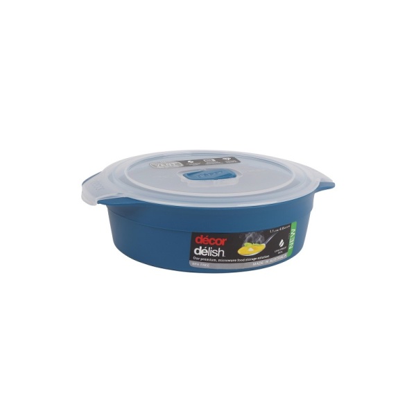 DECOR / Контейнер пищевой PREMIUM DELISH круглый с клапаном 1.1л (101077)