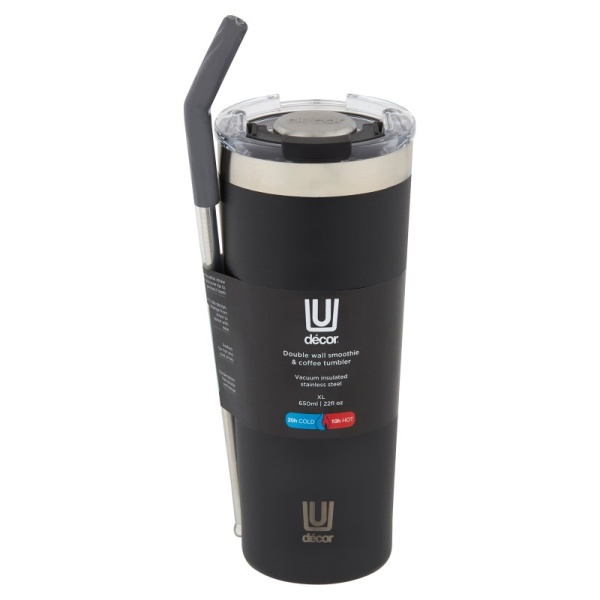 DECOR / Термокружка SMOOTHIE TUBBLER нержавеющая сталь, вакуумная изоляция 350мл, черный (101185)
