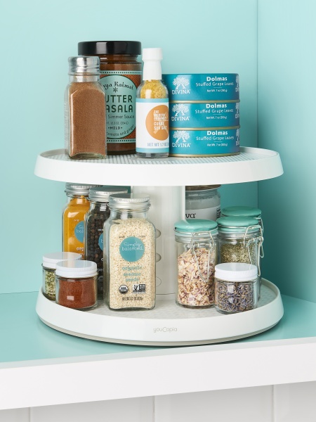 Подставка Crazy Susan 2-х уровневая регулируемая по высоте вращающаяся 26.7х26.7х17.5-22.6см (101520)