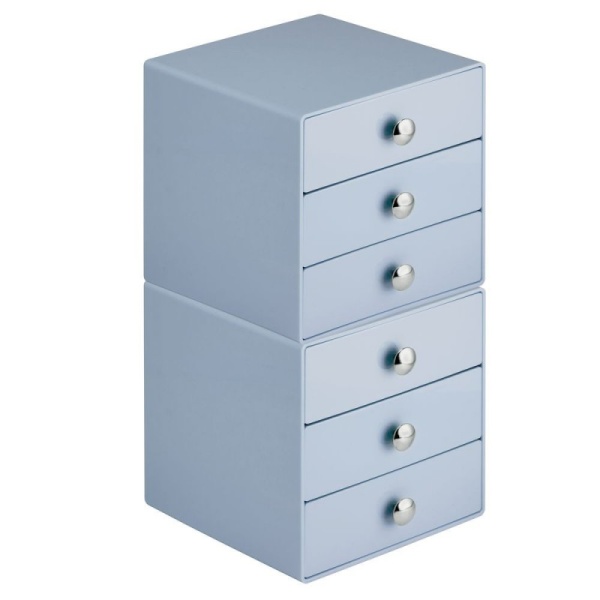 InterDesign / Большой цветной органайзер с 3 выдвижными ящиками голубой (100036)