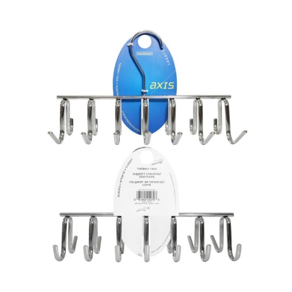 InterDesign / Вешалка для ремней и галстуков Axis 10 крючков горизонтальная хром (100646)