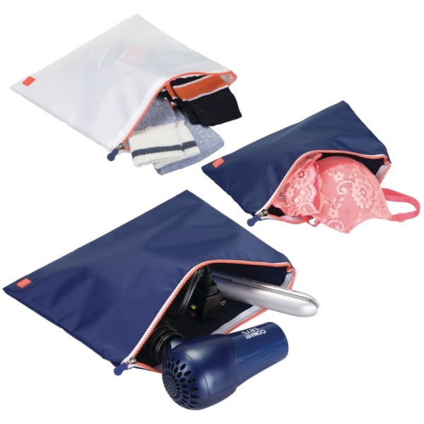 InterDesign / Дорожные косметички 3 шт неви/оранжевый (100628)