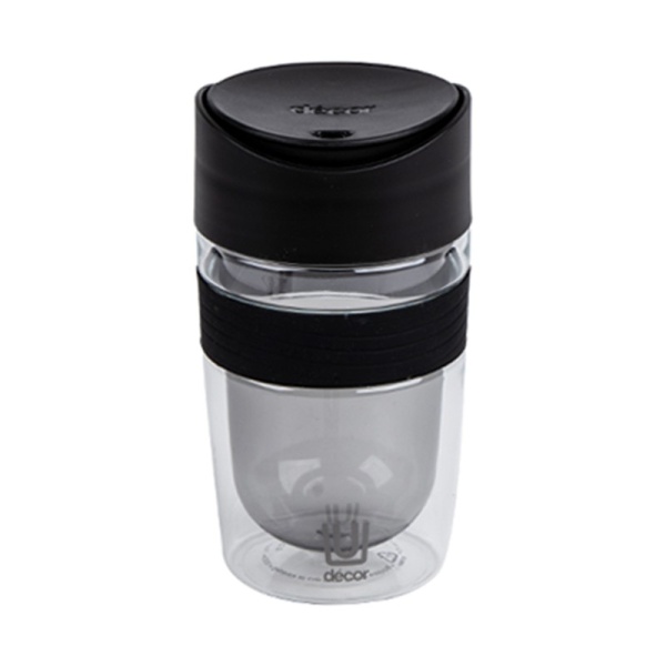 DECOR / Термокружка TRAVEL CUP с двойными стенками тритан 350мл, черный (101173)