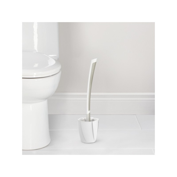 BETTER LIVING / Щетка-скребок силиконовая для туалета с подставкой LOOEEGEE белый/черный (101016)