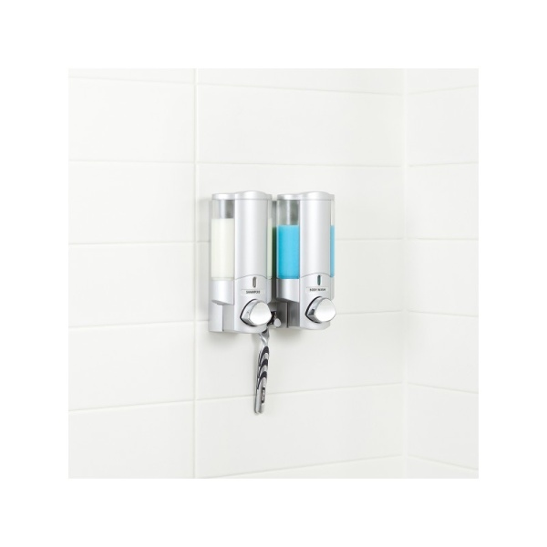 BETTER LIVING / Диспенсер для жидкого мыла, геля, шампуня, кондиционера AVIVA двухкамерный 325мл сатин серебристый (100993)