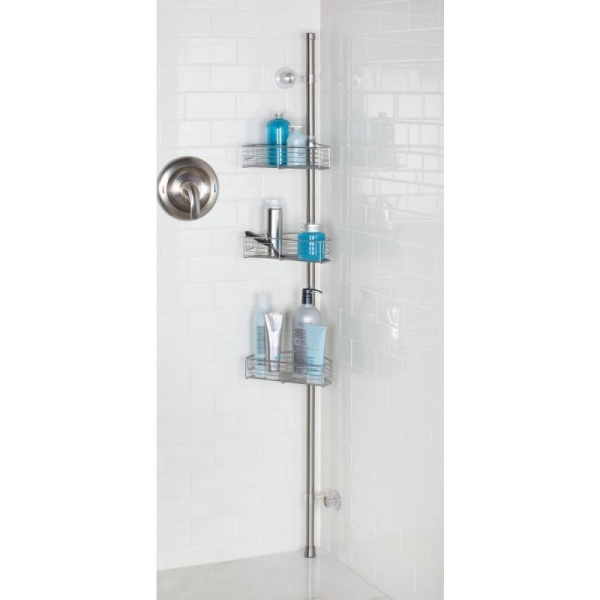 InterDesign / Полка для душа на присосках форма тройная металл 25х24.5х155 см (100155)