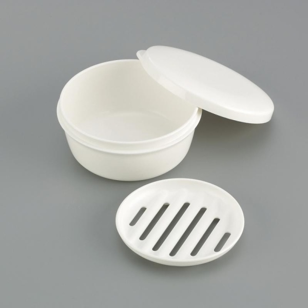 Inomata / Мыльница дорожная круг. БЕЛЫЙ (100472)