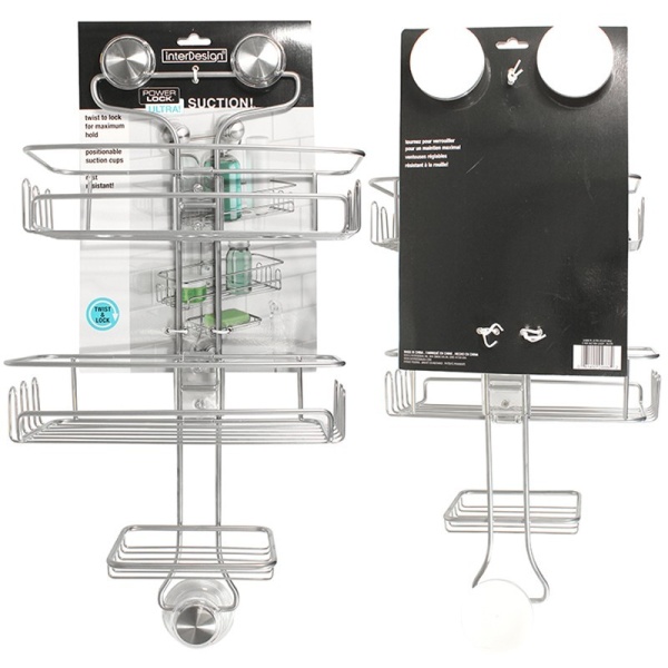 InterDesign / Полка двойная энергия ультра на присосках 55х25.5х12.5см металл (100107)