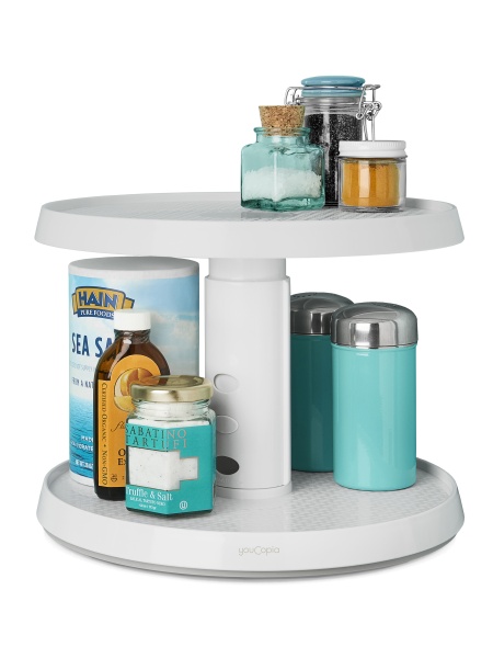 Подставка Crazy Susan 2-х уровневая регулируемая по высоте вращающаяся 26.7х26.7х17.5-22.6см (101520)