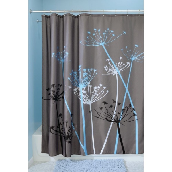 InterDesign / Штора для ванной репейник серо-голубой полиэстер 183х183 см (100170)