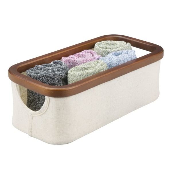 InterDesign / Текстильная корзина-органайзер Interdesign слоновая кость/коричневый XS (100735)