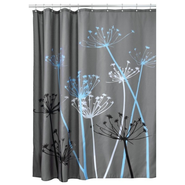 InterDesign / Штора для ванной репейник серо-голубой полиэстер 183х183 см (100170)