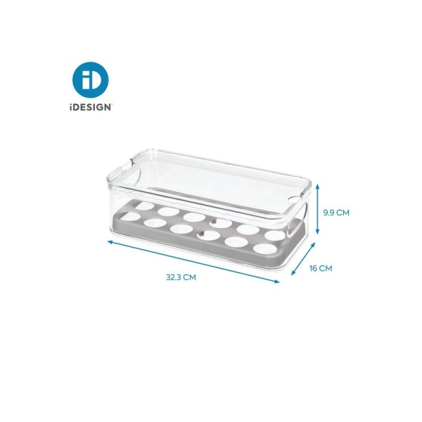 InterDesign / Контейнер CRISP для яиц с крышкой и съемным вкладышем 32х16х9,85см (101297)