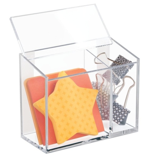 InterDesign / Органайзер-полочка для хранения с 2-мя отсеками и крышкой клеящейся на стену (100643)