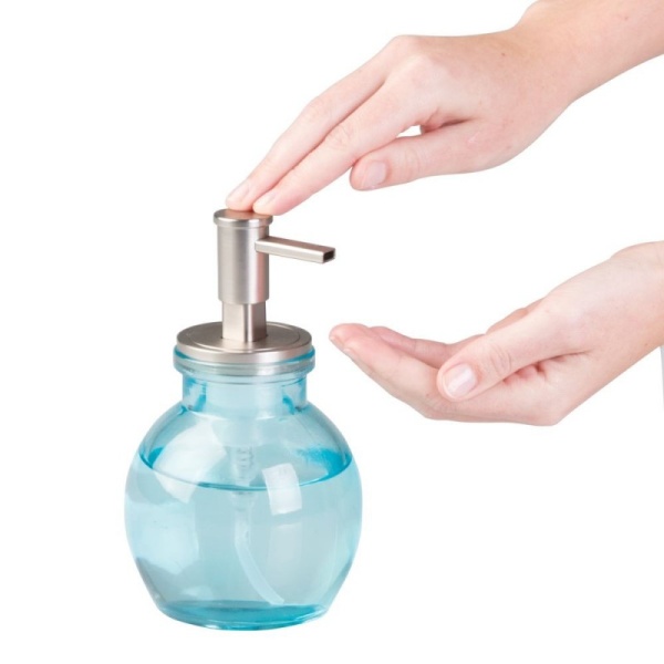 InterDesign / Диспенсер для жидкого мыла вестпорт голуб.стекло/металл 414 мл (100140)